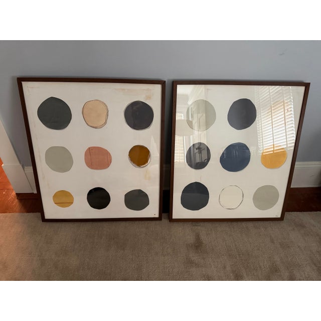 Abstract Abstract Modern Abstract 9-Circle Framed Prints - Mitchell Gold + Bob Williams Pair For Sale - Image 3 of 5