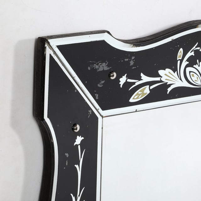 Hollywood Shadow Box Mirror in Reverse Etched & Beveled Eglomise Detailing For Sale - Image 14 of 17