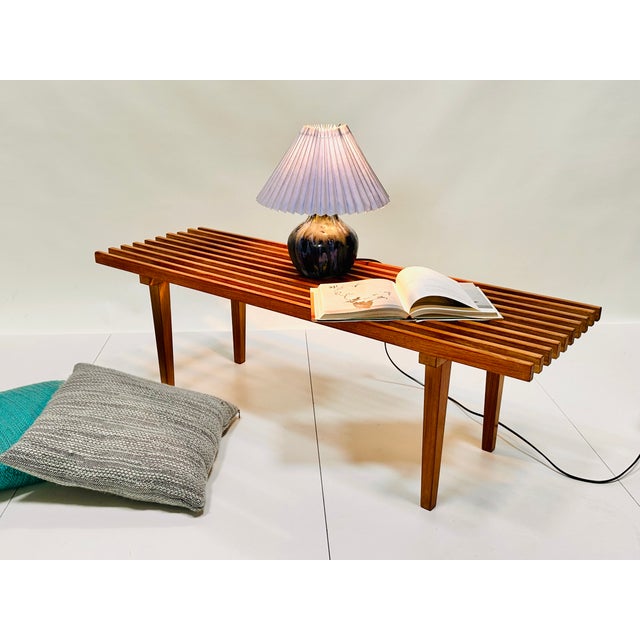 Flower Bench or Side Table with Wooden Slats in Walnut, Germany, 1960s For Sale - Image 11 of 16