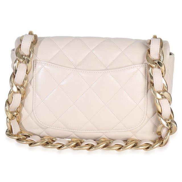 Chanel Beige Quilted Lambskin Large Funky Town Flap Bag For Sale - Image 4 of 9