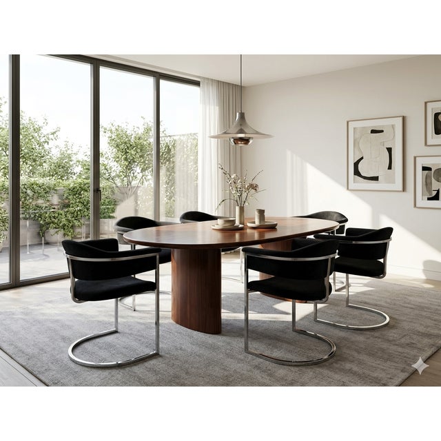 Dining Chairs in Steel and Black Velvet, 1970s, Set of 6 For Sale - Image 18 of 18