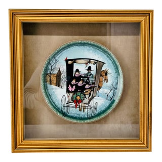1980s Noel, Noel by P. Buckley Moss Framed Collectors Plate, Anna Perenna Bavaria For Sale