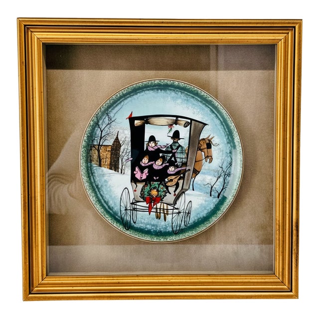 1980s Noel, Noel by P. Buckley Moss Framed Collectors Plate, Anna Perenna Bavaria For Sale