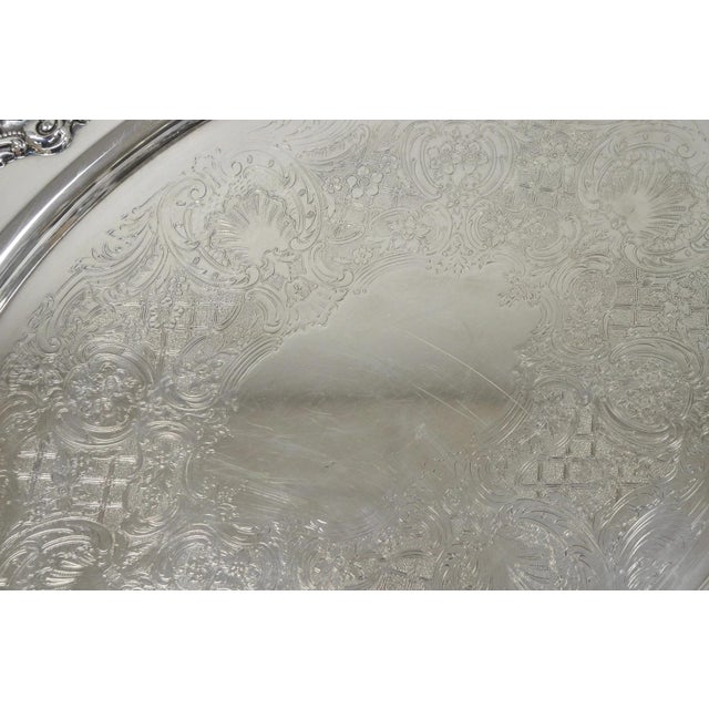 Vintage Reed & Barton 1955 Victorian Silver Plated Oval Bar Serving Platter Tray For Sale - Image 11 of 14