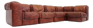 Vintage Seven Modular Sofa in Cognac Leather from Salotti, Italy, 1970s, Set of 5