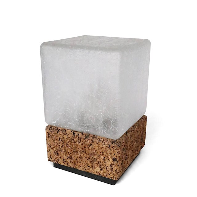 Mid 20th Century Danish Modern Cork and Glass Table Lamp For Sale - Image 9 of 17
