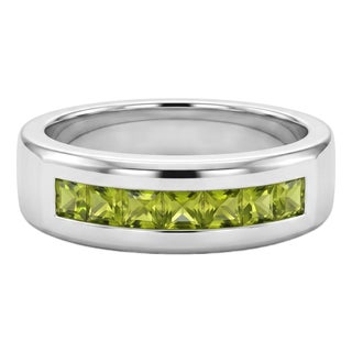 Princess Cut Peridot Wedding Ring • Gemstone Band Ring for Men & Women Us 7 For Sale