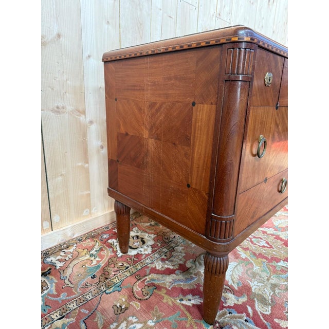 Art Deco Chest of Drawers in Walnut and Black Marble, 1960s For Sale - Image 4 of 11