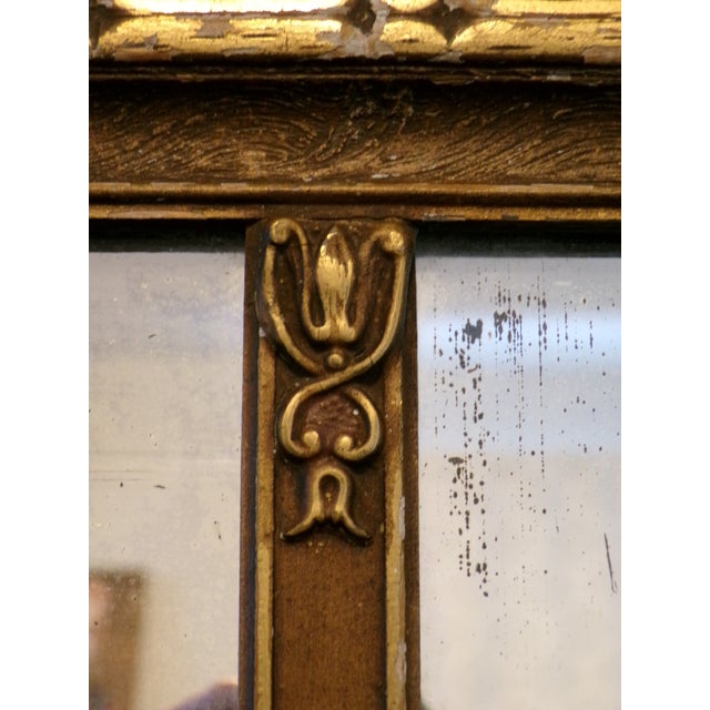 Gold Vintage Art Nouveau Etched Framed Gold Gilt Gesso Buffet Mantle Mirror For Sale - Image 8 of 12