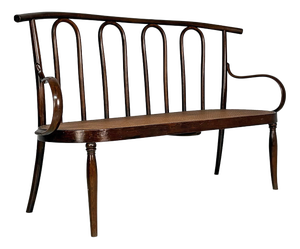 Italian Wood and Vienna Straw Bench, 1970s