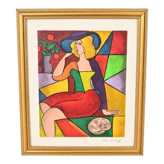Linda Le Kinff Original Signed "Constanca" Framed Serigraph For Sale