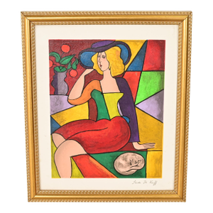 Linda Le Kinff Original Signed "Constanca" Framed Serigraph