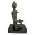Vintage Benin Bronze of a Seated Female Nigeria African 6.25" H W/Stand For Sale