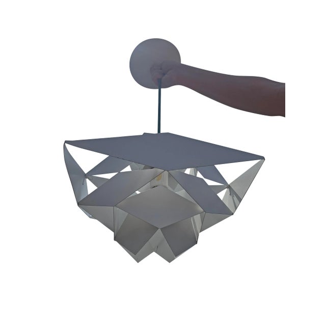 Mid-Century Modern 1960s Danish Preben Dahl Symfoni Scandinavian Geometry, Enameled Steel Hanging Lamp For Sale - Image 3 of 9