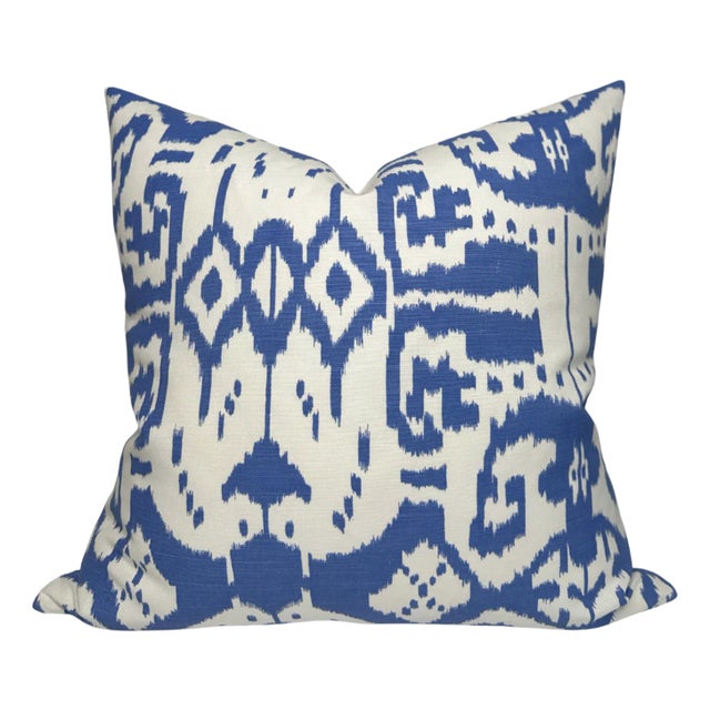 Island Ikat Pillow Cover in Royal Blue, 20x20 Pillow For Sale