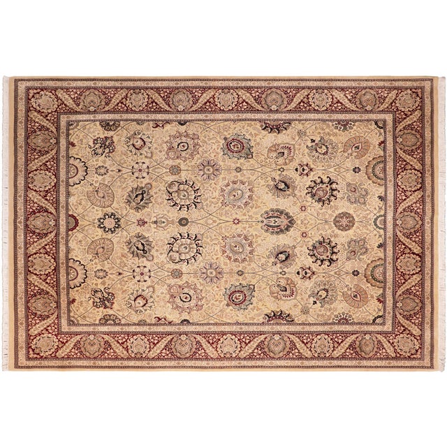 Beige Elegant Pak-Persian Beige/Red Wool Rug - 8'0'' X 10'2'' For Sale - Image 8 of 9