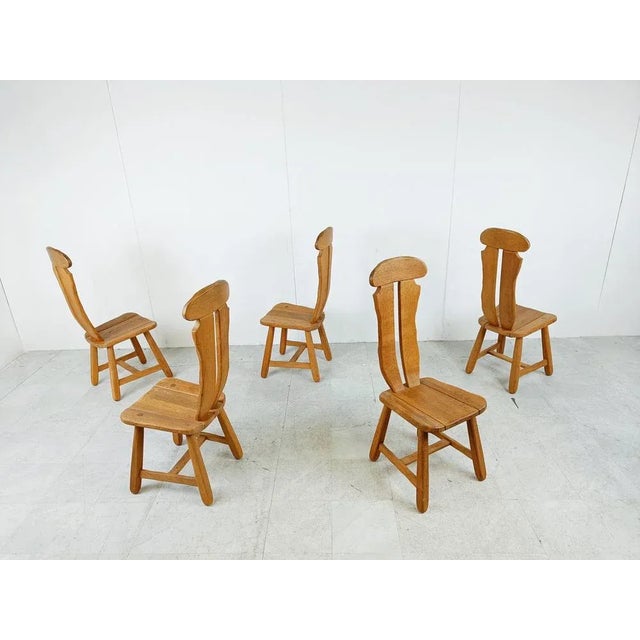 Brutalist Dining Chairs attributed to Depuydt, 1960s, Set of 5 For Sale - Image 6 of 10