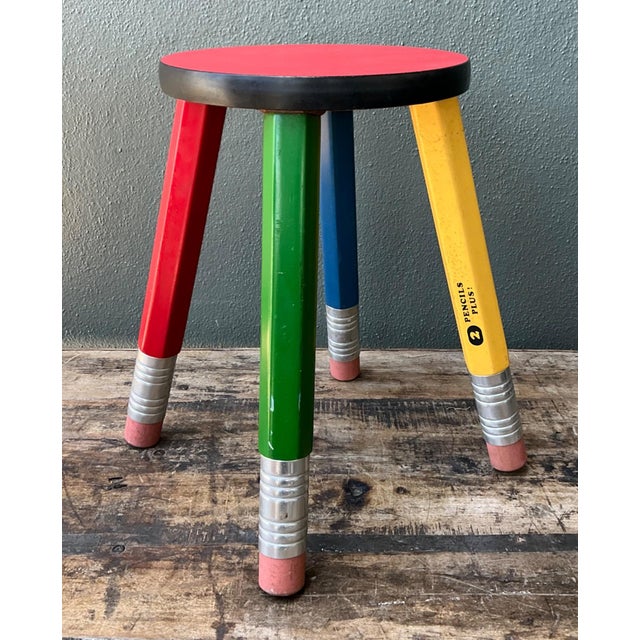Vintage Multicolor Pencil Stool For Sale - Image 11 of 11