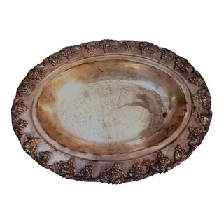 Apollo Silver Plate 5801 Apollo b.r. Italian Grapes Vintage 12" Oval Tray For Sale