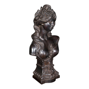 Heavy Vintage Bohemian Female Bust, Continental, Bronze, After Art Nouveau, 1930