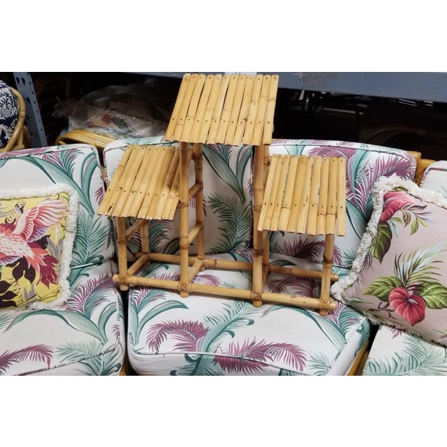 Restored Rattan & Bamboo 3 Tiered Wall Shelves For Sale - Image 4 of 9