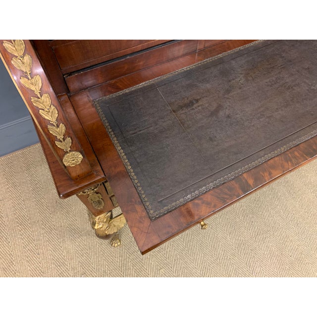 Large Antique French Empire Flame Mahogany Cylinder Desk, 1850 For Sale - Image 13 of 18