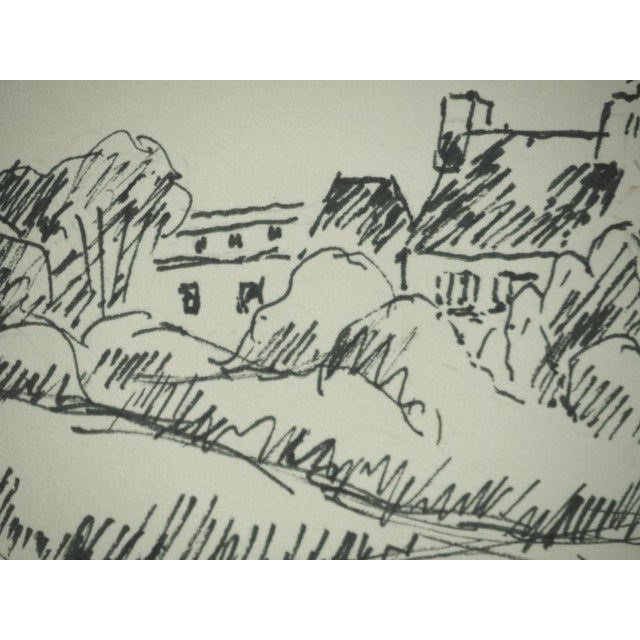 Modern Roger Crusat, Village provençal, Crayon For Sale - Image 3 of 6