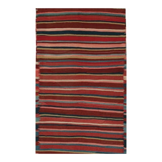 Vintage Persian Karadagh Tribal Kilim in Polychromatic Stripes by Rug & Kilim - 5'x8' For Sale