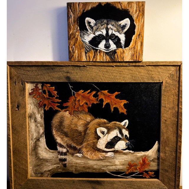 Curate a delightful woodland narrative in your home with this exquisite, matched pair of original paintings by wildlife...