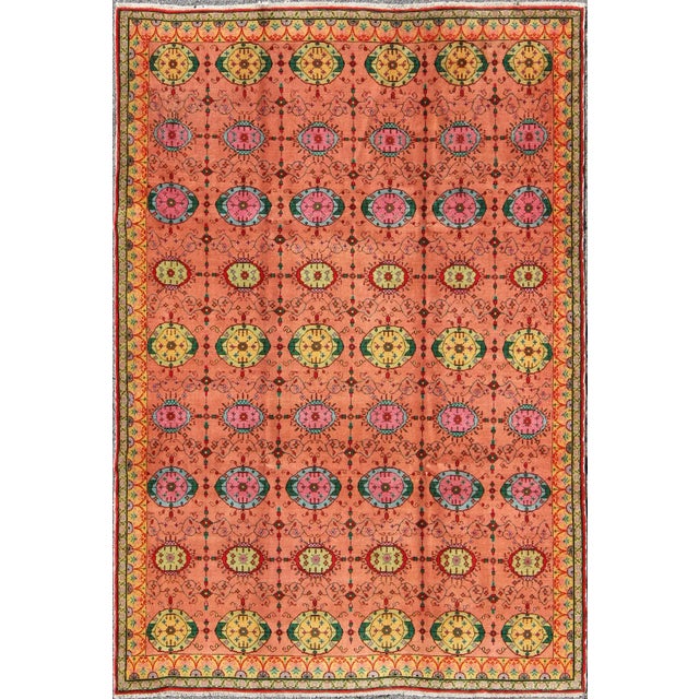 Mid 20th Century Fine Turkish Sivas Vintage Rug With a Unique Design and Color Combination For Sale - Image 9 of 9