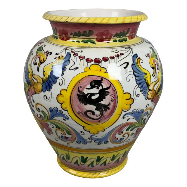 Vintage Deruta Majolica Vase, 1960s For Sale