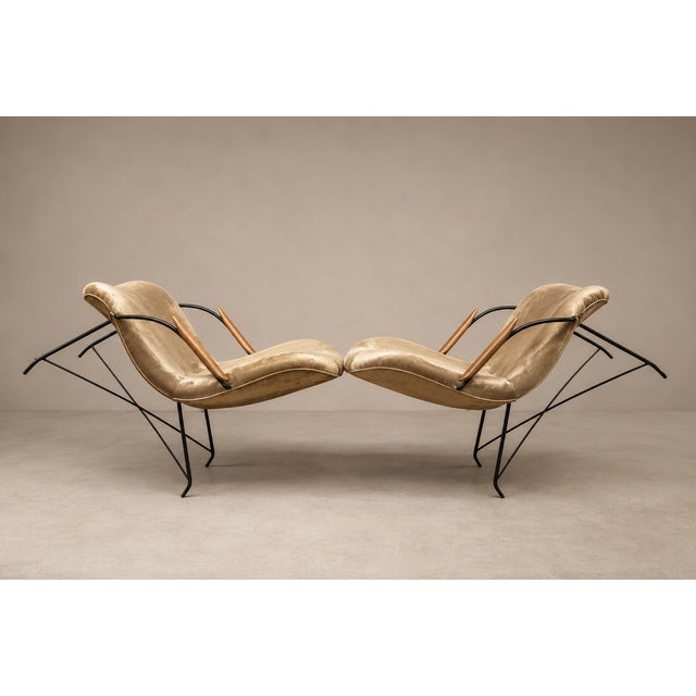 Brazilian Modern Pair of Armchairs in Rosewood, Mohair & Steel by Carlo Hauner, 1950s For Sale - Image 12 of 18