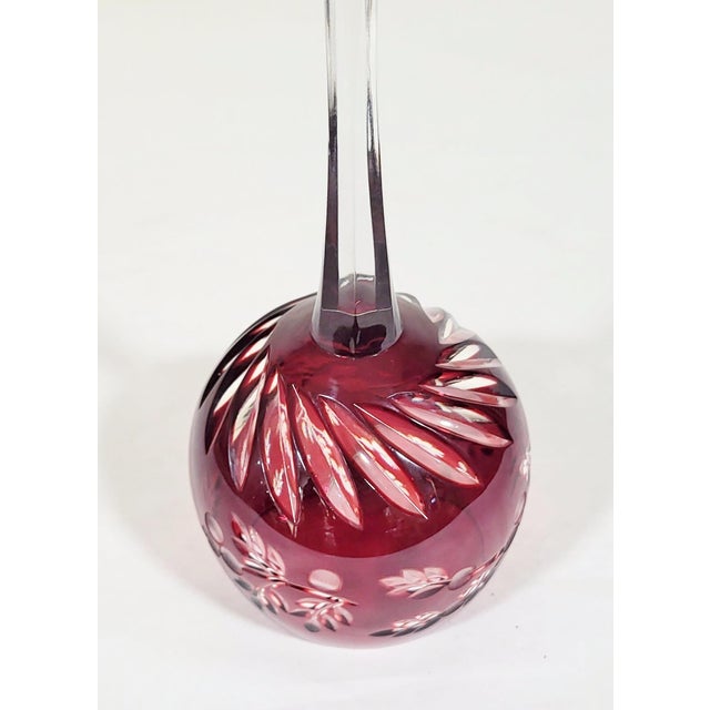 Ruby Red Cut to Clear Crystal Bohemian Style Wine Glass Goblets - Set of 8 For Sale - Image 11 of 14