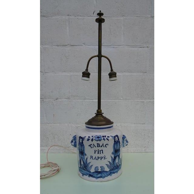 Antique Delftware Ceramic Table Lamp For Sale - Image 6 of 18