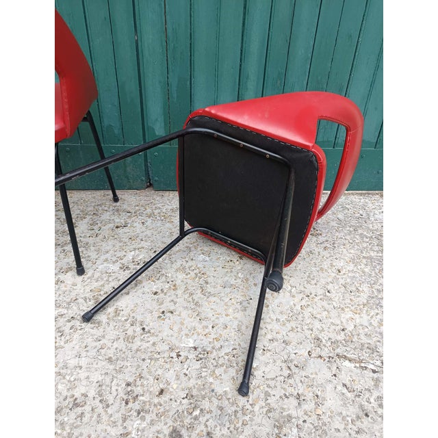 Vintage Red Vinyl Armchairs, 1970, Set of 2 For Sale - Image 9 of 18