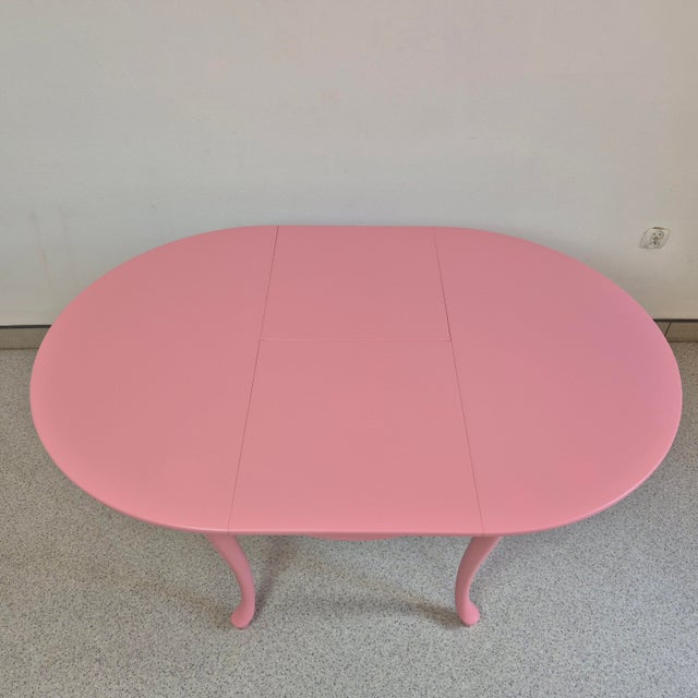 Mid-Century Round & Extendable Pink Dining Table, 1950s For Sale - Image 6 of 13