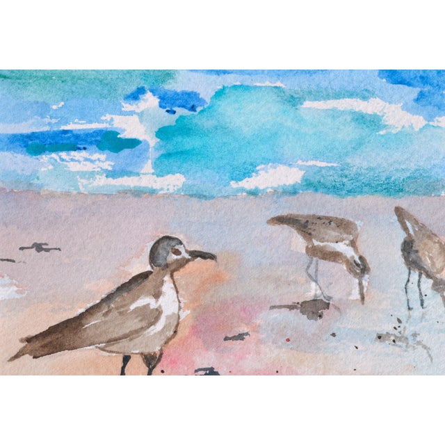 Impressionist Maryann Stow Florida Seabirds Watercolor Landscape circa 1980 For Sale - Image 3 of 7