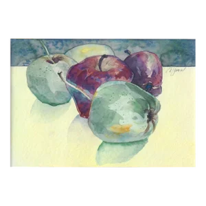 Green & Red Apple Watercolor Still Life