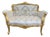 1980s French Louis XVI Gold Beech Beige Settee For Sale