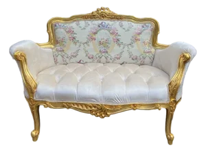1980s French Louis XVI Gold Beech Beige Settee