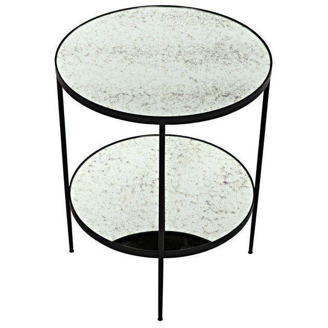 NOIR Anna Side Table in Black Metal with Antique Glass For Sale In Los Angeles - Image 6 of 9