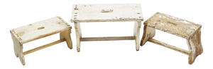 Rustic Folk Art Shabby Chic Stools, 1930s, Set of 3