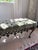 Vintage Hollywood Regency Tufted Velvet Bench With Ornate Metal Base For Sale - Image 11 of 12