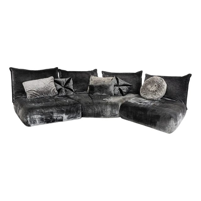 Fabric Corner Sofa in Grey - Silver from Bretz Matilda For Sale