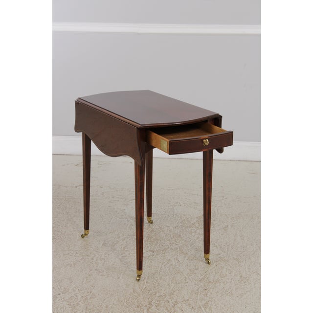 Wood Pair of Baker Mahogany Pembroke Drop Side Tables For Sale - Image 7 of 15