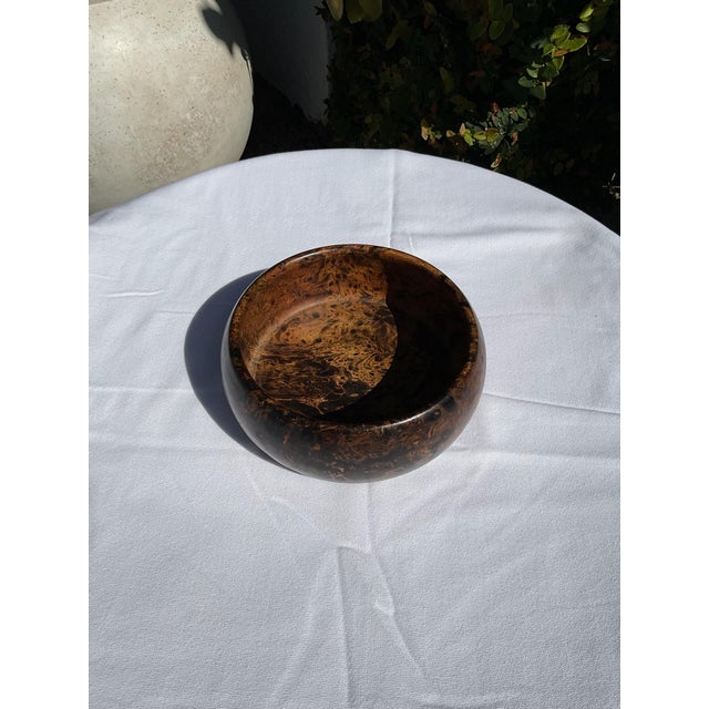Mid 20th Century Vintage Turned Burl Wood Bowl – Organic Mid Century Decorative Catchall For Sale - Image 5 of 11