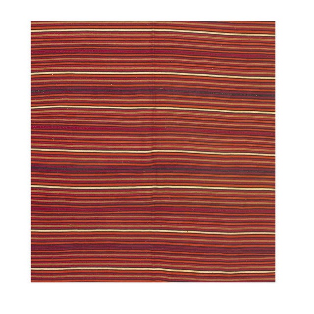 Mid-Century Vintage Turkish Kilim Rug (c. 1950s) A charming authentic Turkish kilim woven in Anatolia, featuring rich...