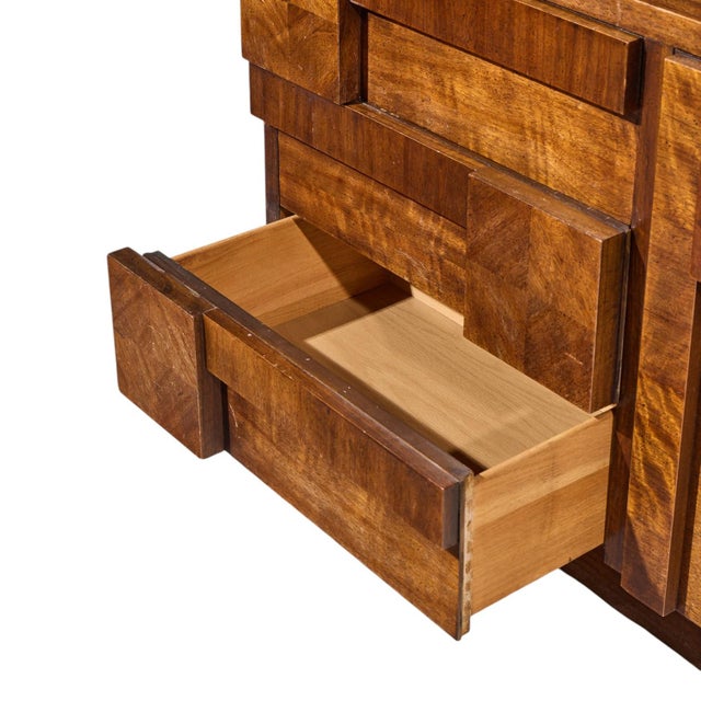Wood Lane Staccato Mid Century Walnut Brutalist Lowboy Dresser For Sale - Image 7 of 10