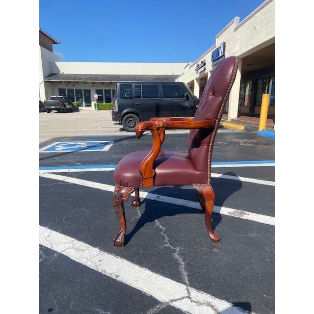 This remarkable library chair is a testament to the art of fine furniture making. Crafted from solid mahogany, known for...