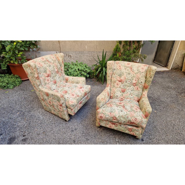 Square Lounge Chairs in Floral Fabric, Set of 2 For Sale - Image 10 of 12
